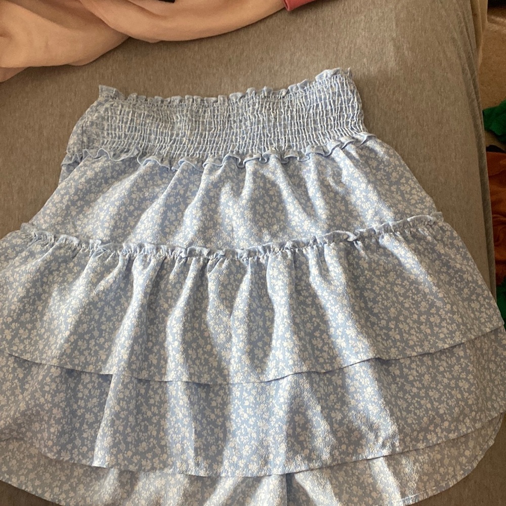 Blue and white flowery skirt